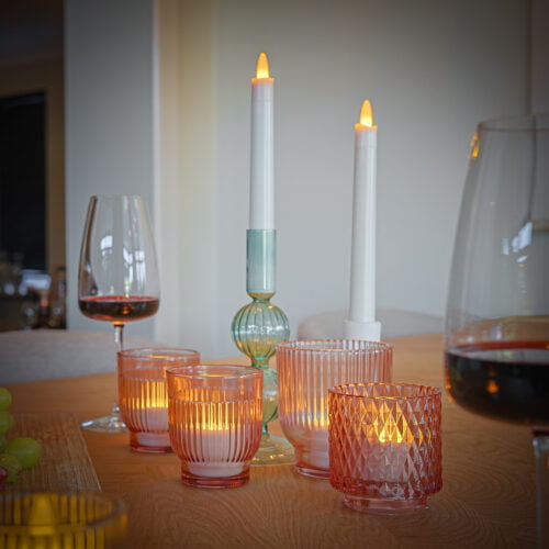 LED-waxinelichtje in glazen waxinelichthouders