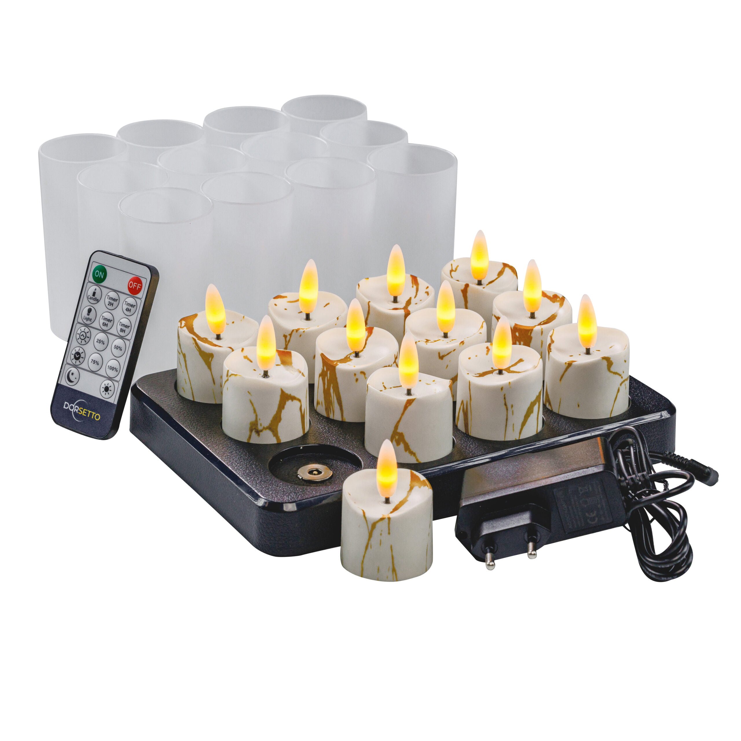 led waxine kaarsjes op laatstation met oplaat kabel en afstandsbediening